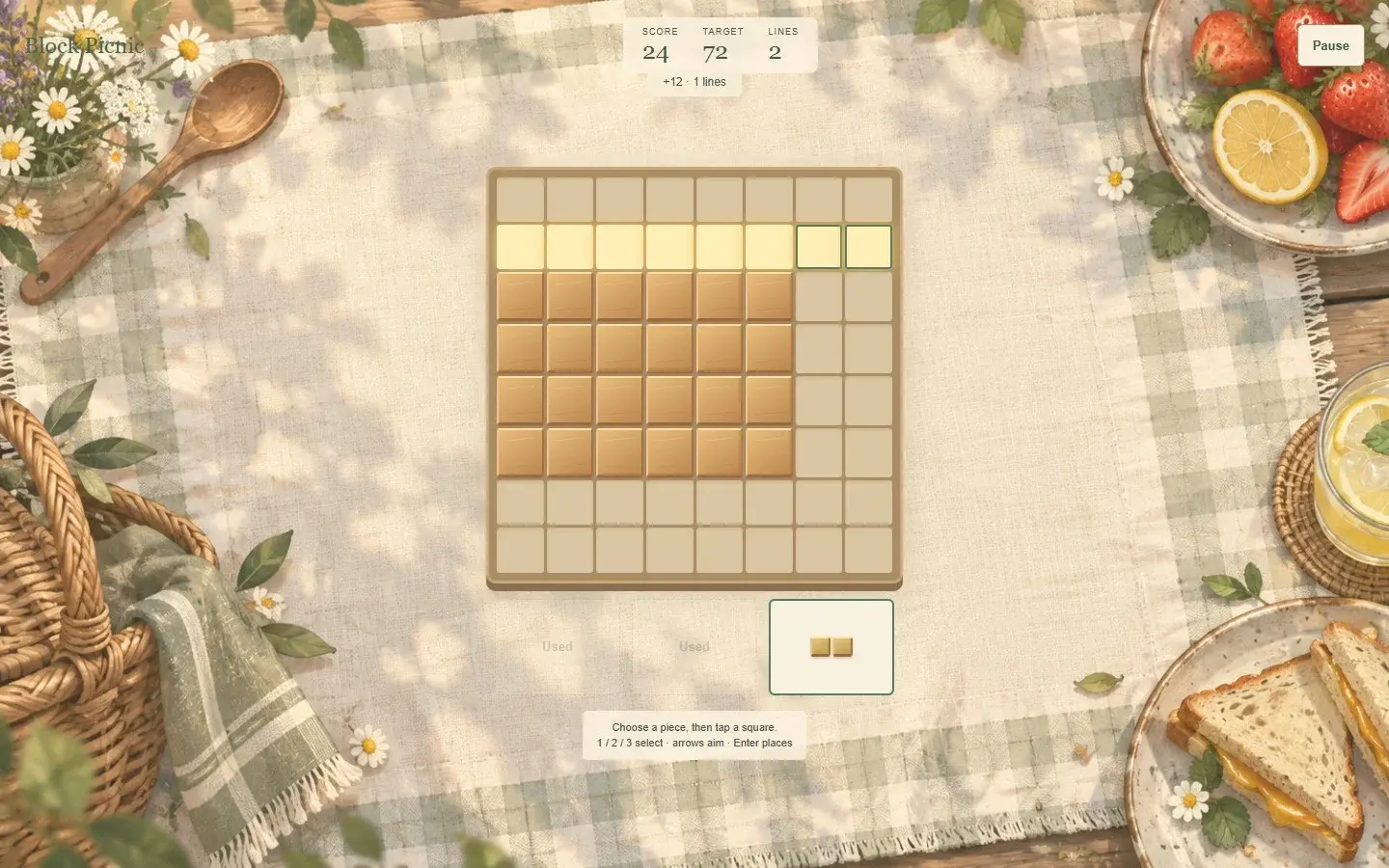 Block Picnic wooden grid during the opening target-score challenge.